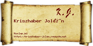 Kriszhaber Jolán névjegykártya